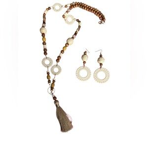 Bohemian Beaded Necklace and Earring Set.  CL/TQ